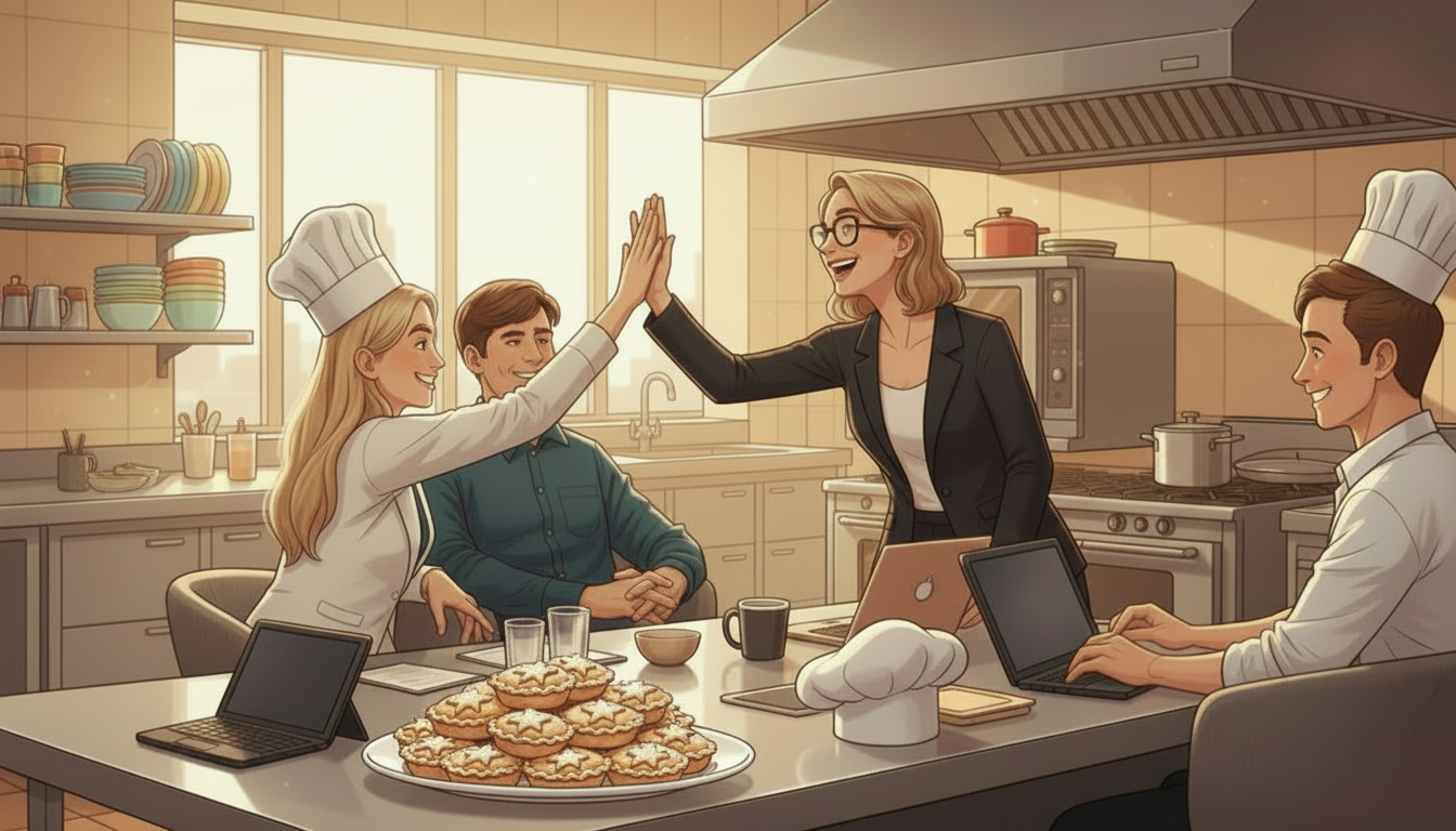 CFO as head chef working with FP&A in a busy Christmas kitchen